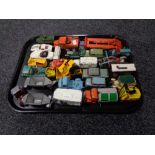A tray of play worn die cast vehicles, Dinky, Corgi,