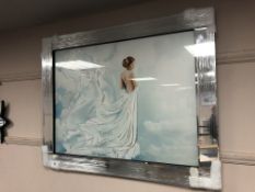 A picture depicting a lady in cloud blue