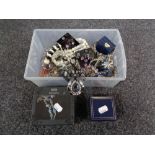 A box of assorted costume jewellery