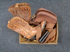 A box of two leather shotgun belts,