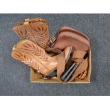 A box of two leather shotgun belts,