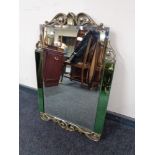 A 1930's frameless two tone mirror