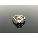 A 10ct gold aquamarine and diamond ring,