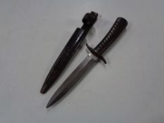 A WWI German knife in scabbard stamped 'Union Zella St'