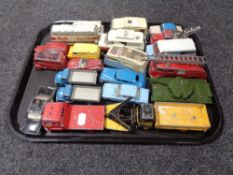 A tray of mid century and later diecast vehicles, Dinky, Military vehicles,