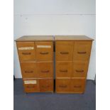 Two mid century six drawer index chests