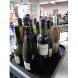 A tray of fourteen bottles of wine - Jacobs Creek Shiraz etc