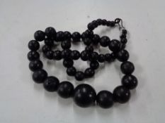 A Whitby Jet beaded necklace