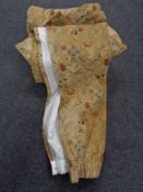 A box of two pairs of floral fully lined curtains with pelmets and tie backs CONDITION