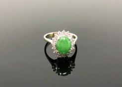 An 18ct Jade and diamond ring