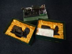 Three boxed Ringtons tea and more figures,