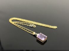 A 14ct gold amethyst pendant on chain