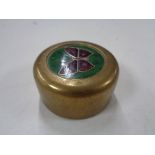 A brass and enamelled paper weight