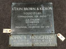 Two metal company plaques : John S.