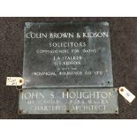 Two metal company plaques : John S.