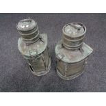 Two copper ship's lamps CONDITION REPORT: UK postage £40.00 plus vat.
