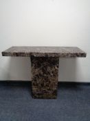 A marble effect hall table