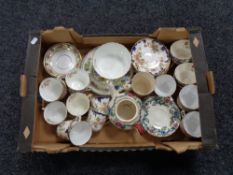 A box of antique and later English tea china