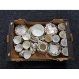 A box of antique and later English tea china