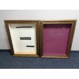 A pair of gilt framed wall mounted display boards