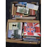 Five boxes of holdalls, books, typewriter, glass bowl, china,