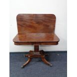 A Victorian mahogany tea table on four way pedestal CONDITION REPORT: Structurally