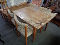 A mid century teak extending dining table and four chairs 131 cm x 86 cm