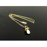 A 10ct gold pearl pendant on chain