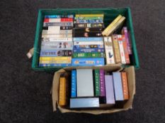 A crate and a box of dvd box sets