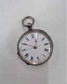 A silver fob watch by J. B.