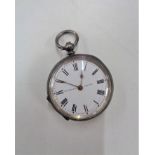 A silver fob watch by J. B.