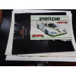 Two artist cases containing 1996 pirelli calendar, sportscar book,