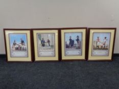 A set of four mahogany framed prints of Napoleonic soldiers etc