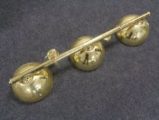 A set of brass snooker table lights CONDITION REPORT: Length 125 cm,