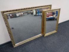 A gilt framed bevelled mirror together with a further gilt framed mirror