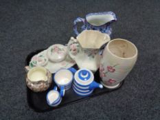 A tray of Maling and Ringtons china, chintz water jug, Brown chintz set,