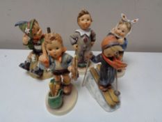 Five Goebel figures - Skier,