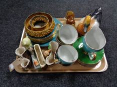 A tray of Polish harlequin tea service, old tupton ware figure,