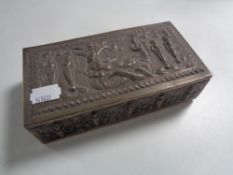 An Indian silver embossed cigarette box