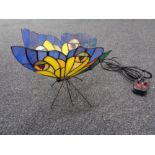 A boxed leaded glass butterfly lamp