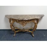 A French style marble topped gilt hall table