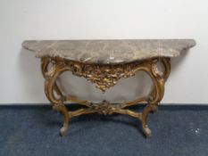 A French style marble topped gilt hall table