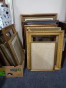 A large quantity of antique and later gilt framed picture frames