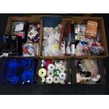 A pallet of six boxes of crafting and haberdashery items