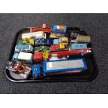 A tray of mid century and later diecast vehicles, Corgi, including Snorkel fire truck,
