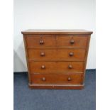 A Victorian mahogany five drawer chest