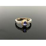 A 10ct gold tanzanite and diamond ring,