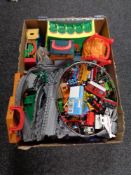 A box of Thomas the Tank Engine and friends take and play buildings,