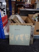 A box of vinyl LP's, Highway, Blondie, Stevie Wonder,