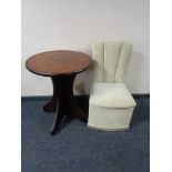 A circular occasional table and a dralon bedroom chair